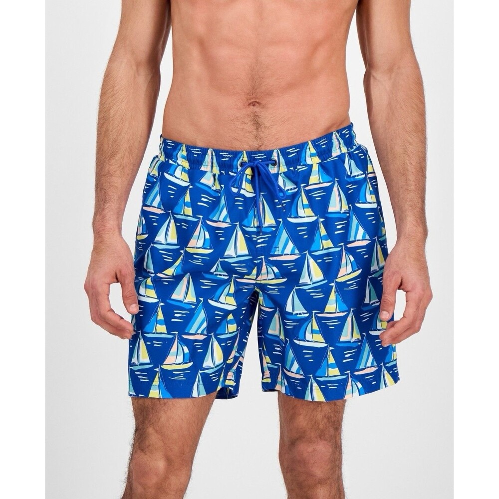 Club Room Men's Sail Boat 7" Swim Trunks - Small